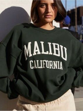 Malibu California Dark Green Crewneck Sweatshirt